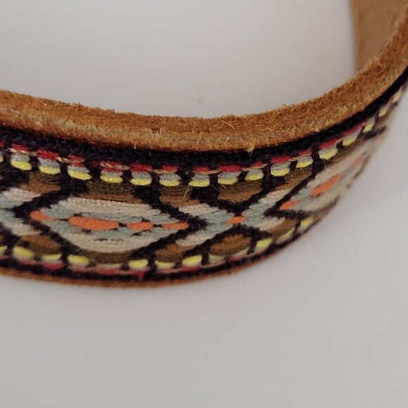 Aztec Embroidered Leather Cuff Bracelet 7and 8" x 7/8" - Picture 7 of 7
